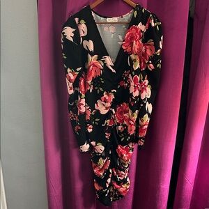 Floral Black and Pink Dress